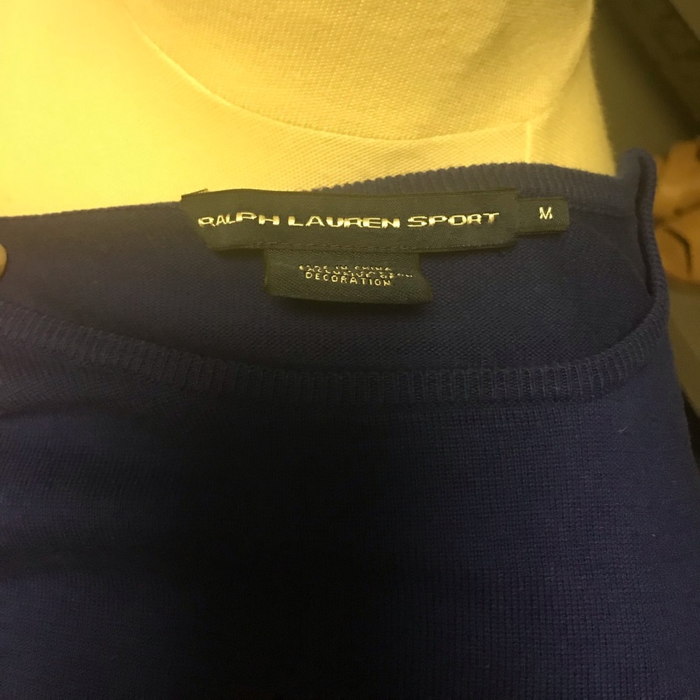 Ralph Lauren Blue Sweater with Gold Logo - Picture 2 of 3